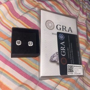 GRA Square Moissanite Halo Earrings - Silver / 0.5 CT